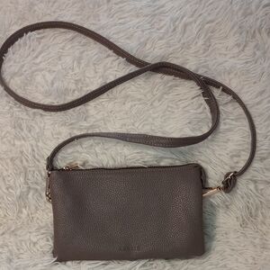 Chic Taupe Leather Crossbody Bag